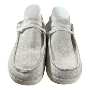 Boat Shoe Fabric Hang Loose Moc Lace-Up Oxford Casual Shoes Off White Size 6